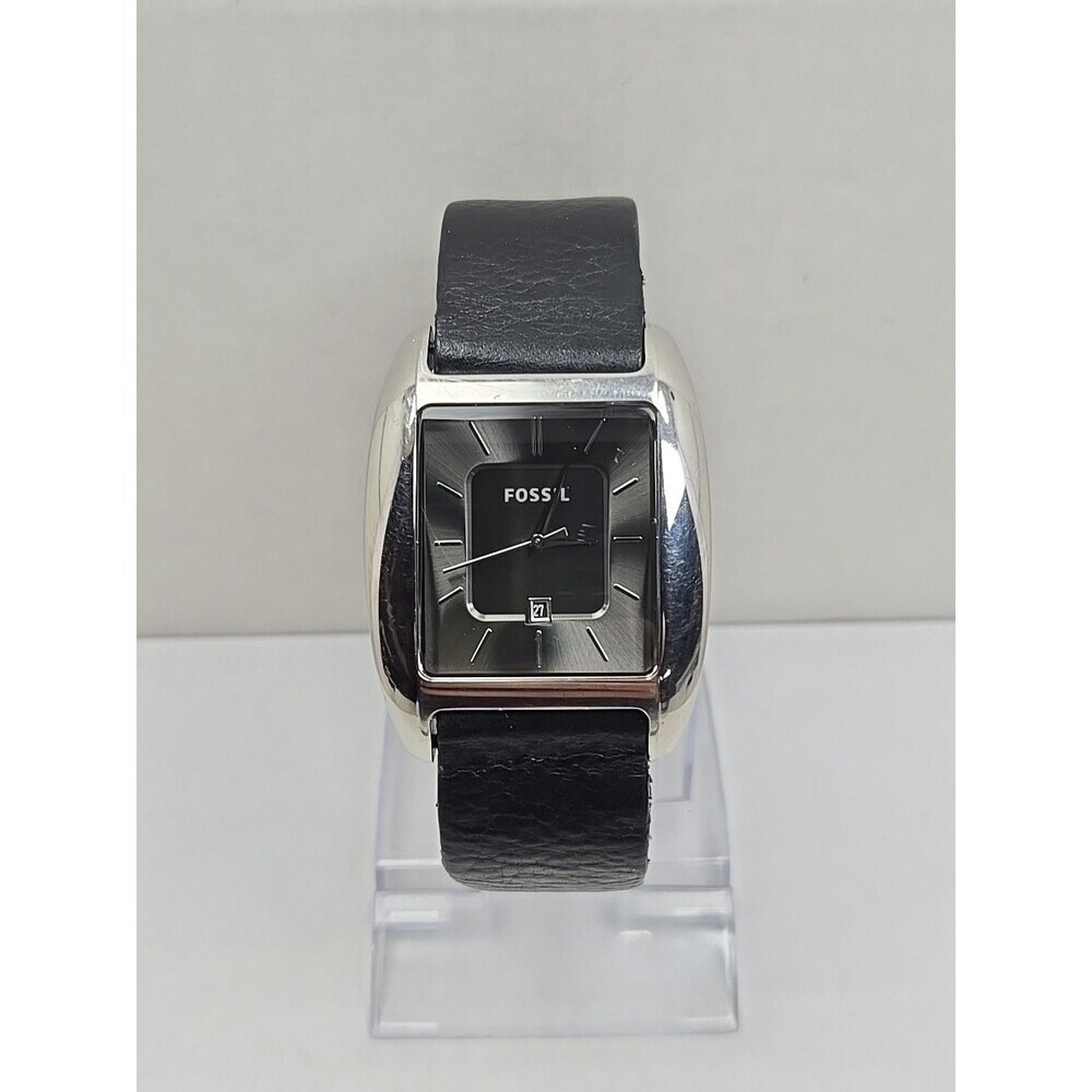 Fossil Arkitekt FS4510 Mens Tonneau Leather Date Watch New Battery 5ATM 50M